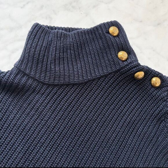 Tory Burch Brodie Tunic Sweater Dress Navy Blue Turtleneck Long Sleeve - Size XS - Picture 6 of 9